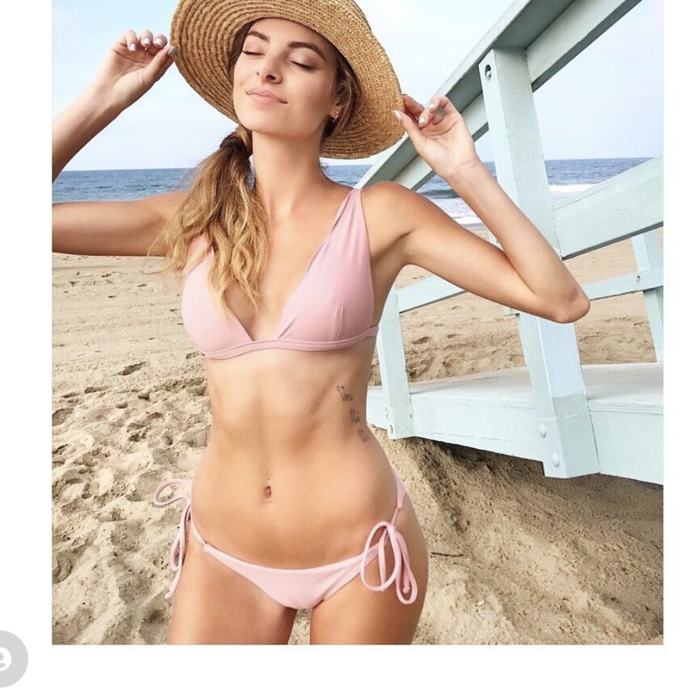 Nwt Westerly nude cream pink scalloped string bikini med coverage S